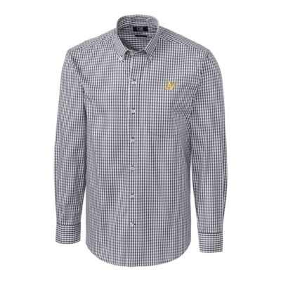 MLB Oakland Athletics Big & Tall Stretch Gingham Long Sleeve Button-Down Shirt