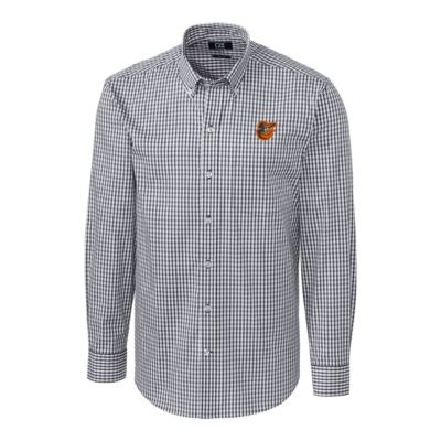 MLB Baltimore Orioles Big & Tall Stretch Gingham Long Sleeve Button-Down Shirt