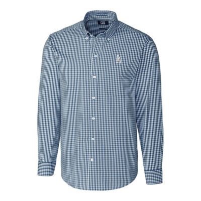 MLB Los Angeles Dodgers Big & Tall Stretch Gingham Long Sleeve Button-Down Shirt