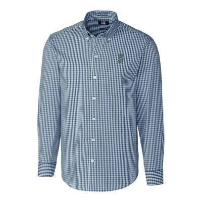 MLB Seattle Mariners Big & Tall Stretch Gingham Long Sleeve Button-Down Shirt