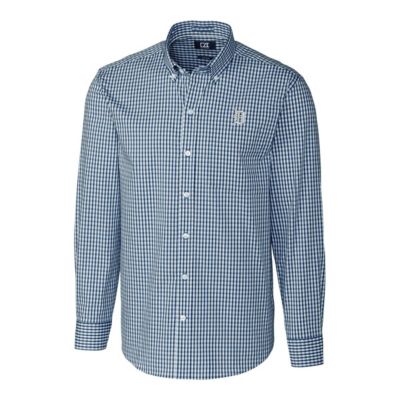 MLB Detroit Tigers Big & Tall Stretch Gingham Long Sleeve Button-Down Shirt