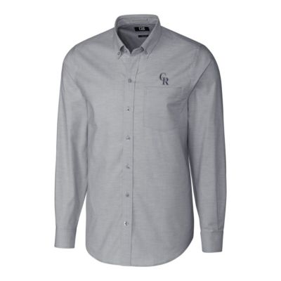 MLB Colorado Rockies Big & Tall Stretch Oxford Long Sleeve Button-Down Shirt