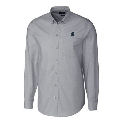 MLB Detroit Tigers Big & Tall Stretch Oxford Long Sleeve Button-Down Shirt