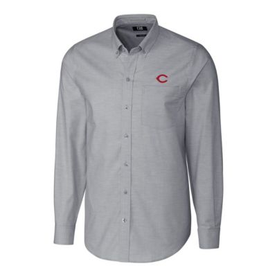 MLB Cincinnati Reds Big & Tall Stretch Oxford Long Sleeve Button-Down Shirt