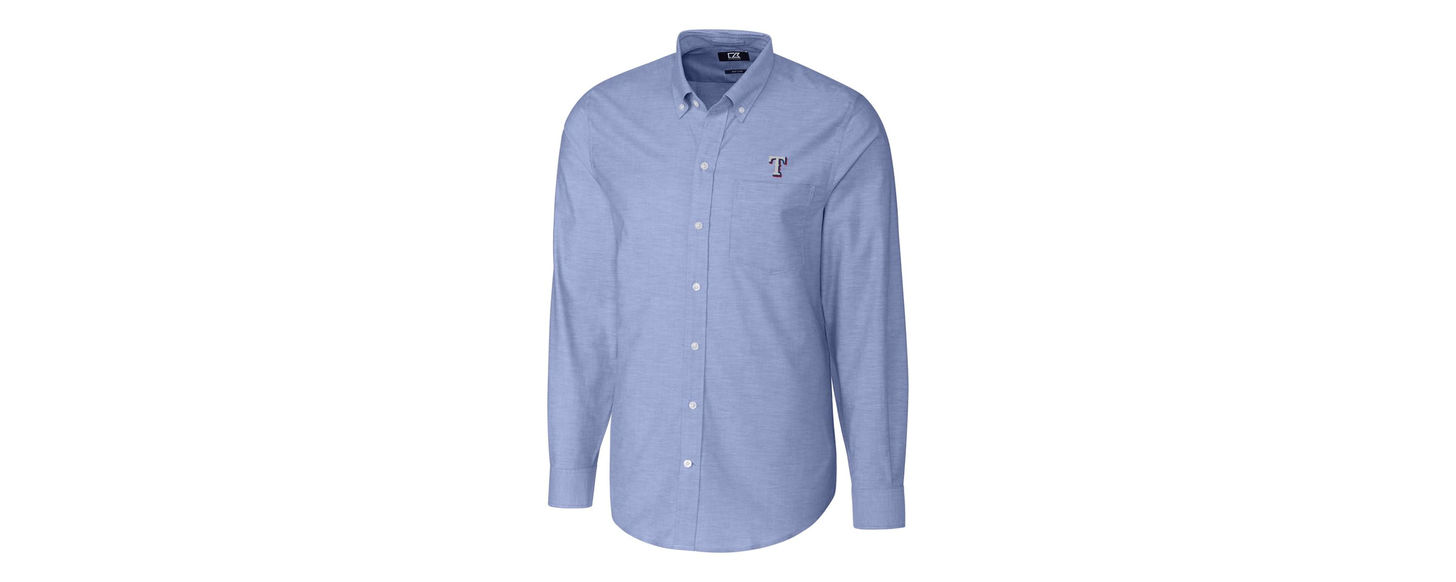 MLB Texas Rangers Big & Tall Stretch Oxford Long Sleeve Button-Down Shirt