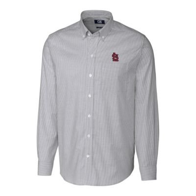 MLB St. Louis Cardinals Big & Tall Stretch Oxford Striped Long Sleeve Button-Down Shirt