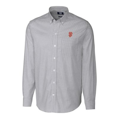 MLB San Francisco Giants Big & Tall Stretch Oxford Striped Long Sleeve Button-Down Shirt