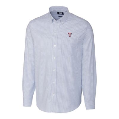 MLB Texas Rangers Big & Tall Stretch Oxford Striped Long Sleeve Button-Down Shirt