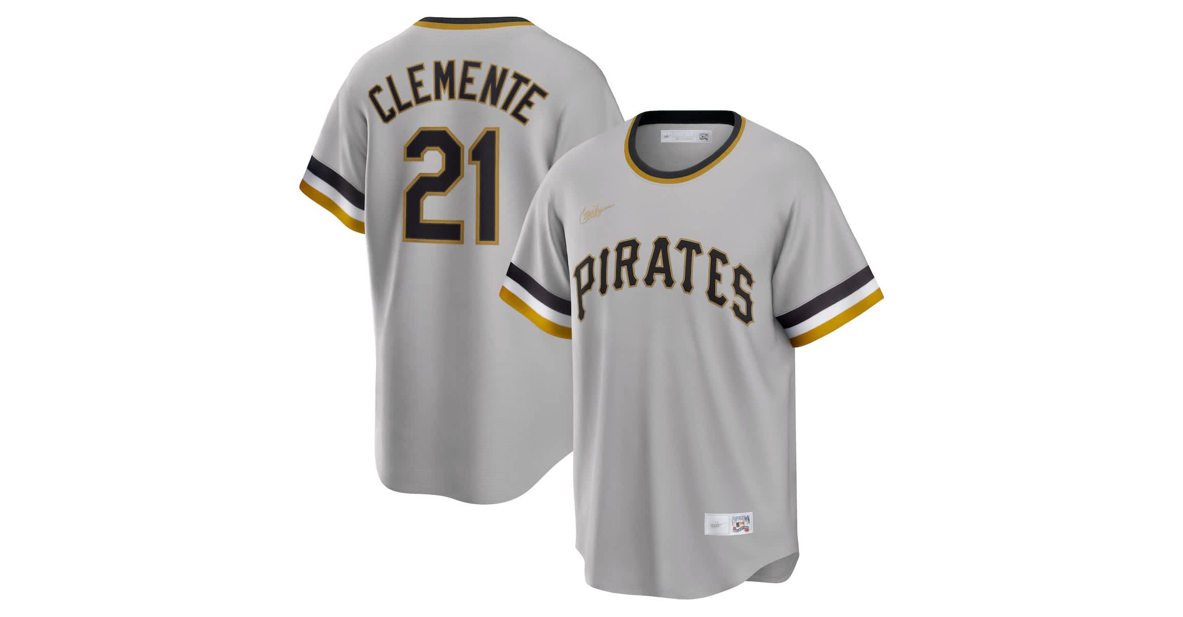 MLB Nike Roberto Clemente Pittsburgh Pirates Road Cooperstown Collection Player Jersey