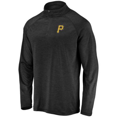 MLB Fanatics Pittsburgh Pirates Iconic Striated Primary Logo Raglan Quarter-Zip Pullover Jacket