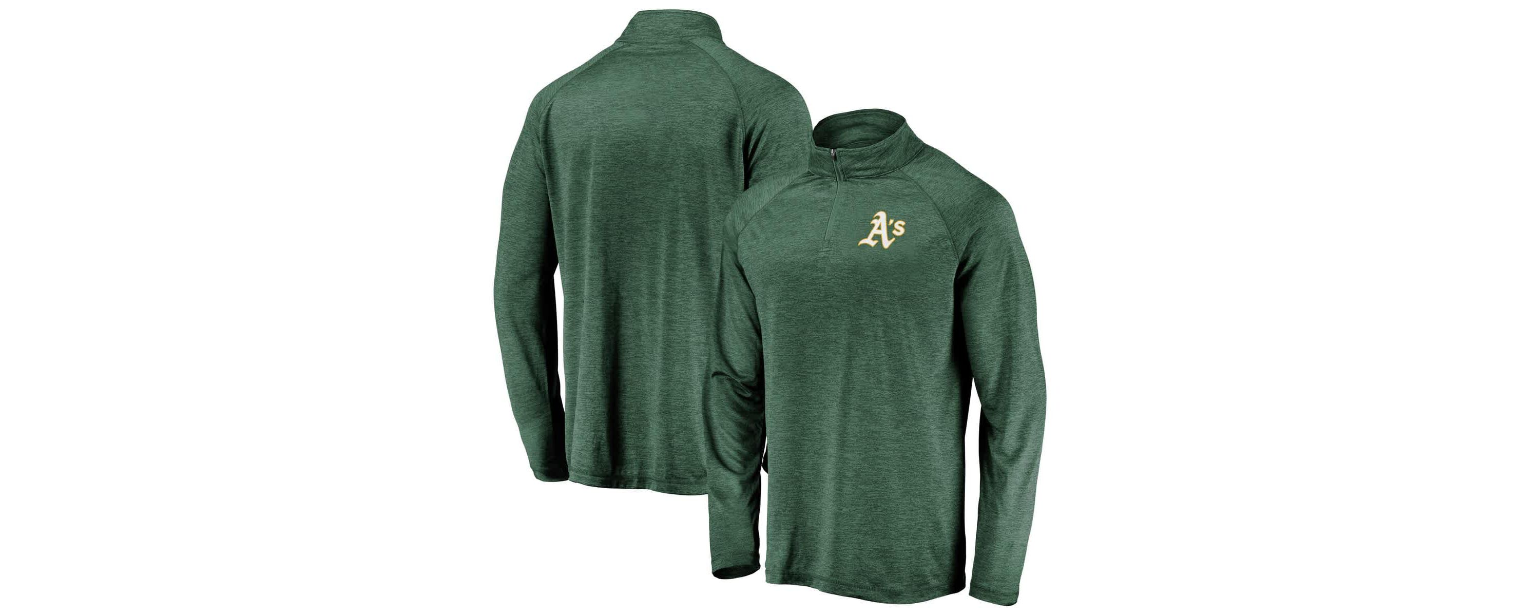 Oakland Athletics MLB Athletics Iconic Striated Primary Logo Raglan Quarter-Zip Pullover Jacket