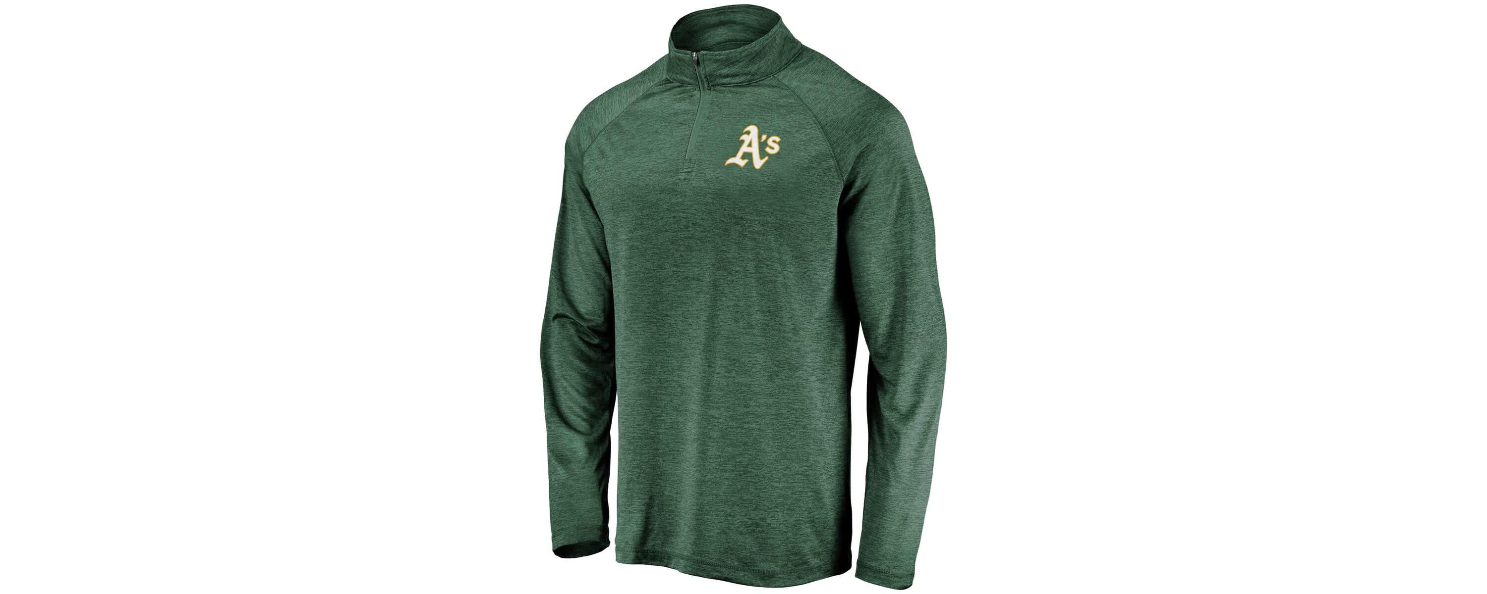 Oakland Athletics MLB Athletics Iconic Striated Primary Logo Raglan Quarter-Zip Pullover Jacket