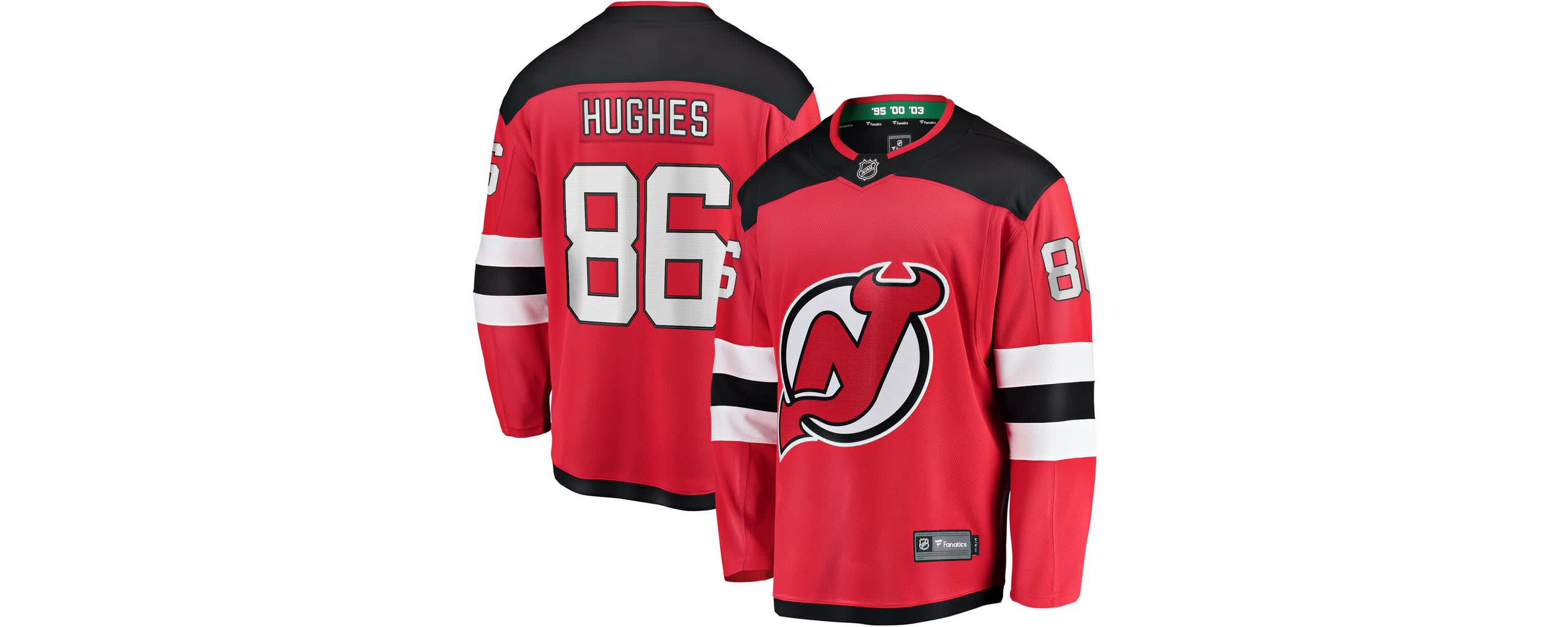 NHL Fanatics Jack Hughes New Jersey Devils Breakaway Player Jersey