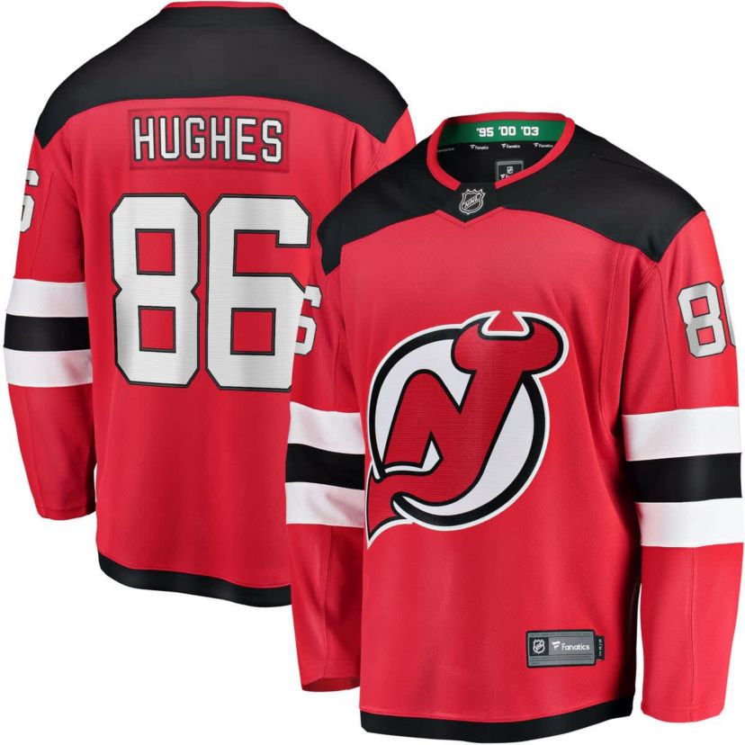 NHL Fanatics Jack Hughes New Jersey Devils Breakaway Player Jersey