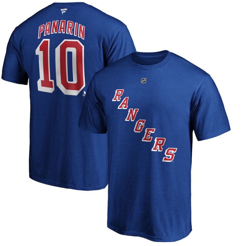 NHL Fanatics Artemi Panarin New York Rangers Player Authentic Stack Name & Number T-Shirt