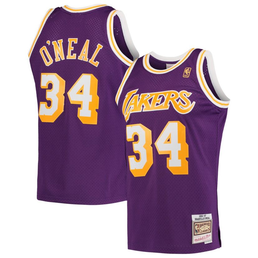 NBA Shaquille ONeal Los Angeles Lakers Hardwood Classics Swingman Jersey