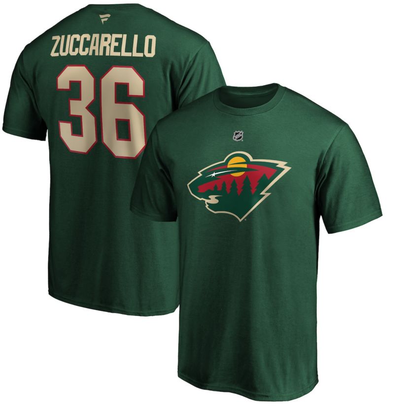 NHL Fanatics Mats Zuccarello Minnesota Wild Authentic Stack Name & Number Team T-Shirt