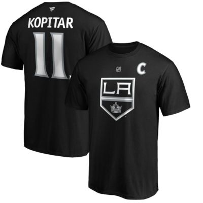 Fanatics Men's NHL Anze Kopitar Los Angeles Kings Team Authentic Stack Name & Number T-Shirt, Black, Small