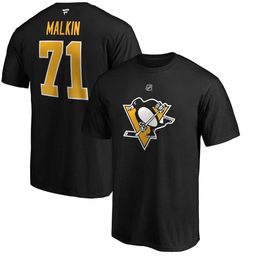 NHL Fanatics Evgeni Malkin Pittsburgh Penguins Team Authentic Stack Name & Number T-Shirt