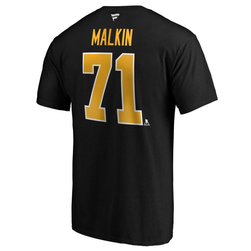 NHL Fanatics Evgeni Malkin Pittsburgh Penguins Team Authentic Stack Name & Number T-Shirt