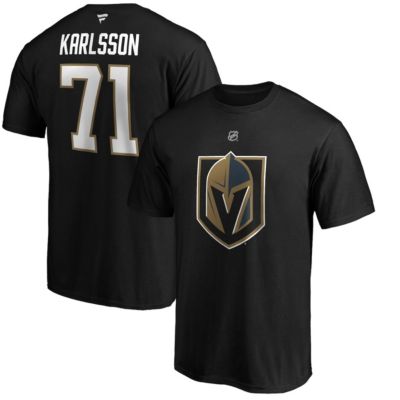 Fanatics Men's NHL William Karlsson Vegas Golden Knights Authentic Stack Player Name & Number T-Shirt, Black, Small