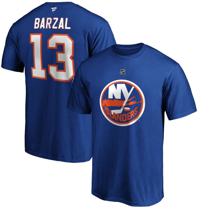 NHL Mathew Barzal New York Islanders Team Authentic Stack Name & Number T-Shirt