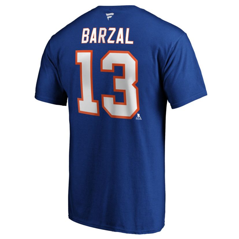 NHL Mathew Barzal New York Islanders Team Authentic Stack Name & Number T-Shirt