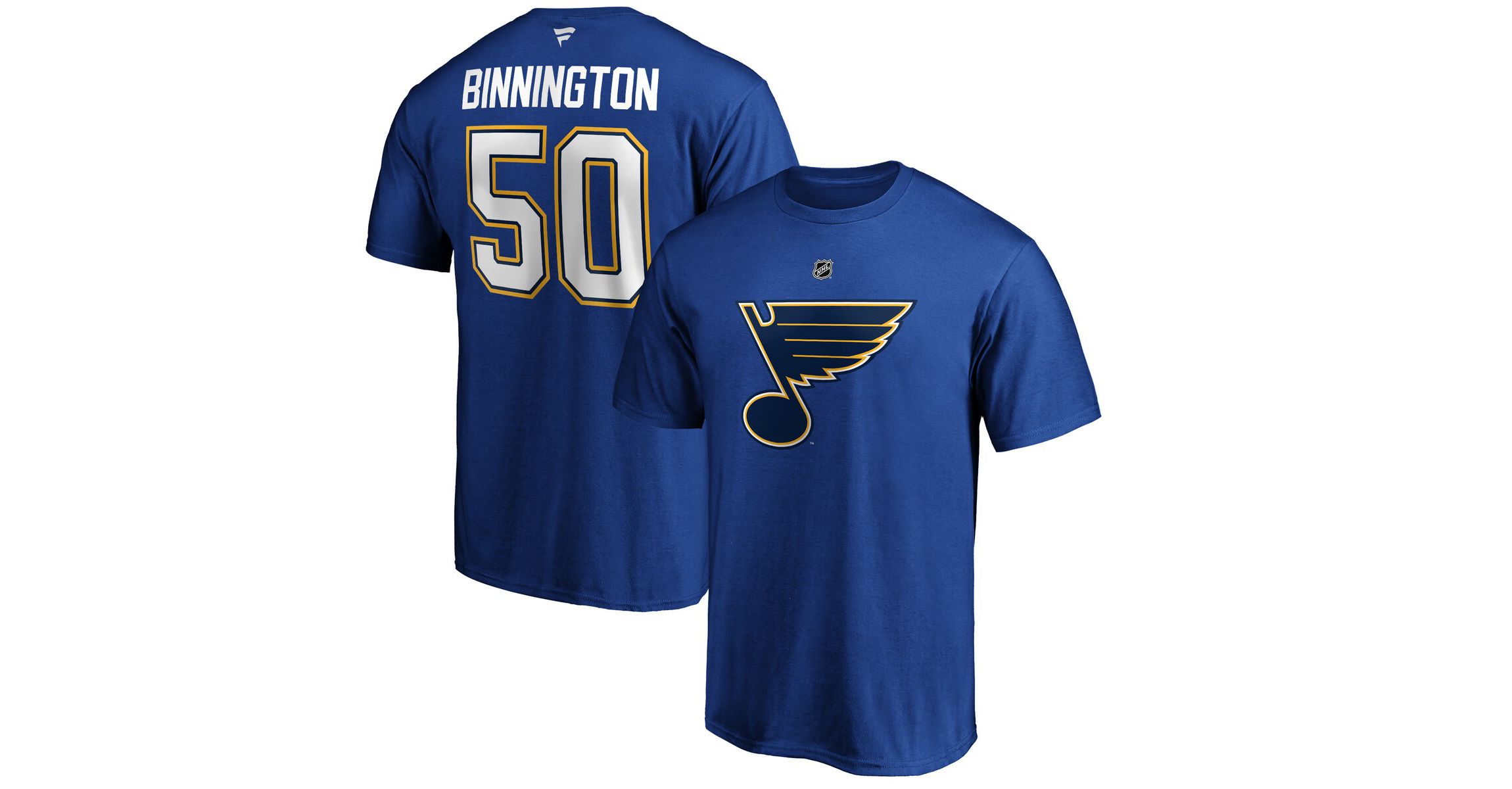 NHL Jordan Binnington St. Louis Blues Team Authentic Stack Name & Number T-Shirt