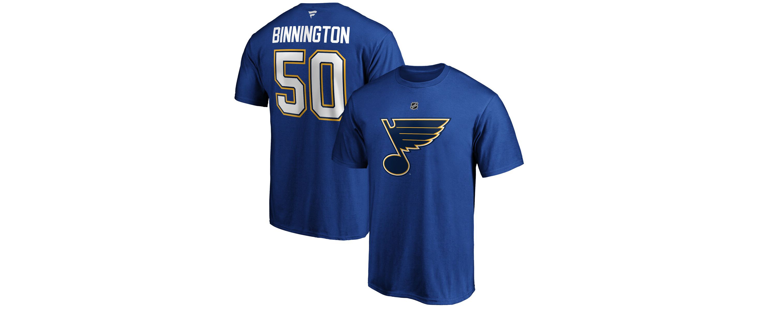 NHL Jordan Binnington St. Louis Blues Team Authentic Stack Name & Number T-Shirt