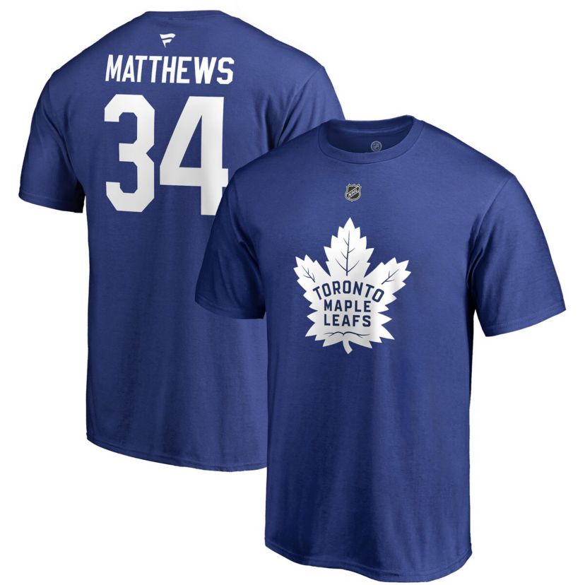 NHL Fanatics Auston Matthews Toronto Maple Leafs Team Authentic Stack Name & Number T-Shirt