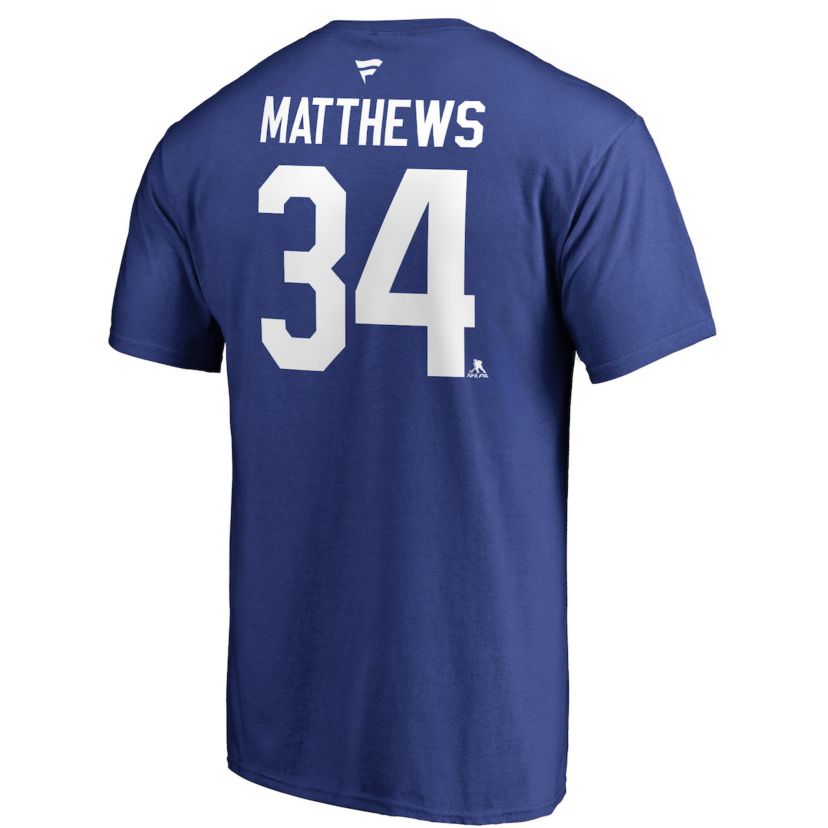 NHL Fanatics Auston Matthews Toronto Maple Leafs Team Authentic Stack Name & Number T-Shirt