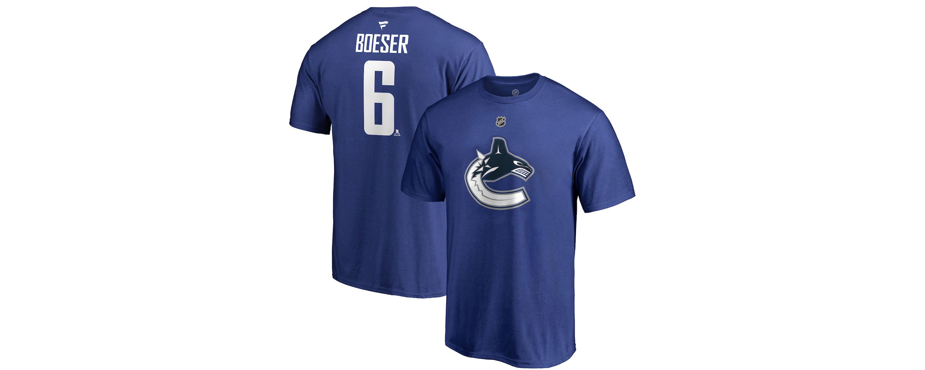 NHL Fanatics Brock Boeser Vancouver Canucks Team Authentic Stack Name & Number T-Shirt