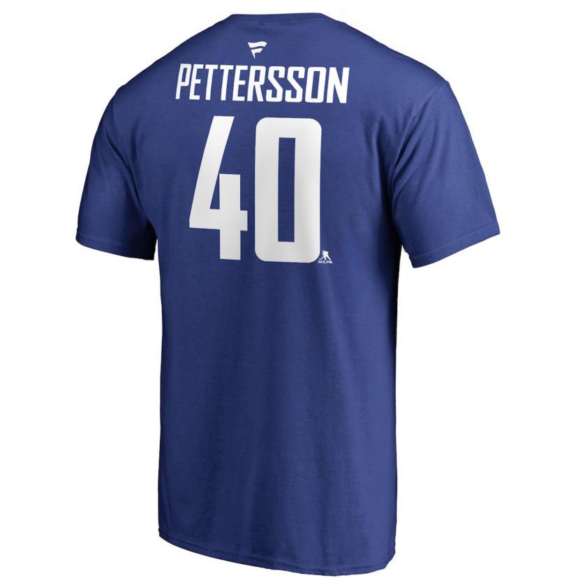 NHL Fanatics Elias Pettersson Vancouver Canucks Team Authentic Stack Name & Number T-Shirt