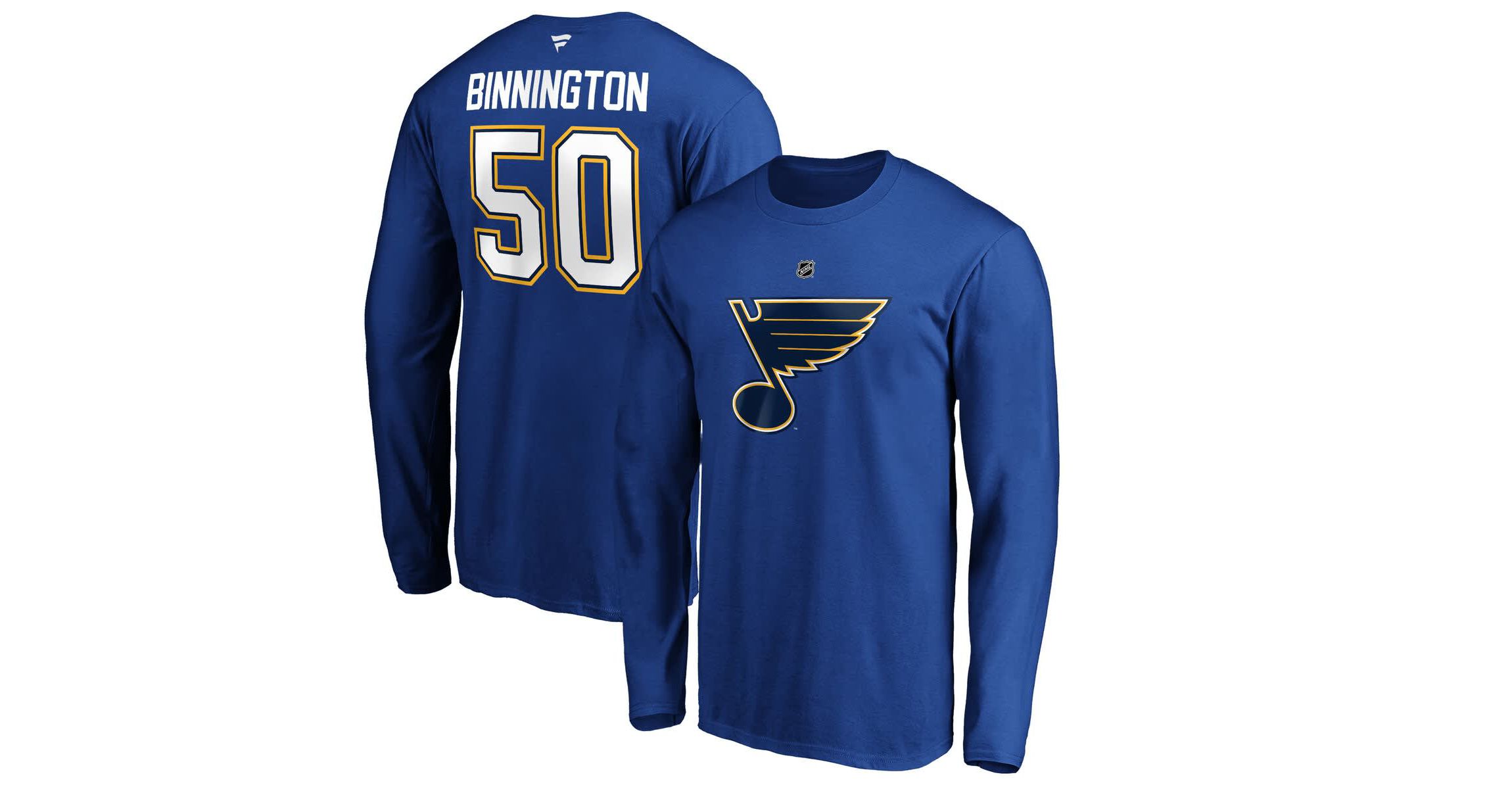 NHL Jordan Binnington St. Louis Blues Authentic Stack Name & Number Long Sleeve T-Shirt