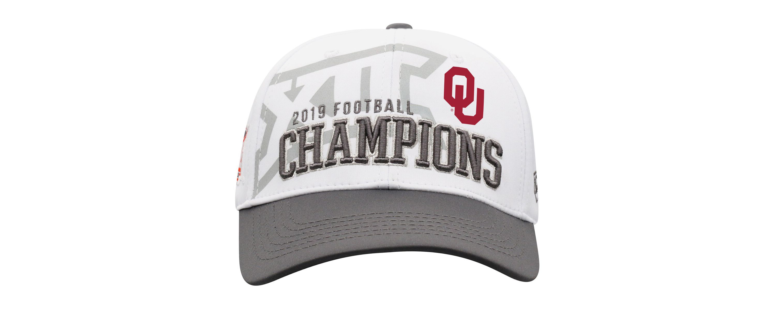 NCAA White/Gray Oklahoma Sooners 2019 Big 12 Football s Locker Room Adjustable Hat
