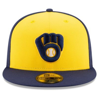 MLB Navy/Yellow Milwaukee Brewers Alternate Authentic Collection On-Field 59FIFTY Fitted Hat