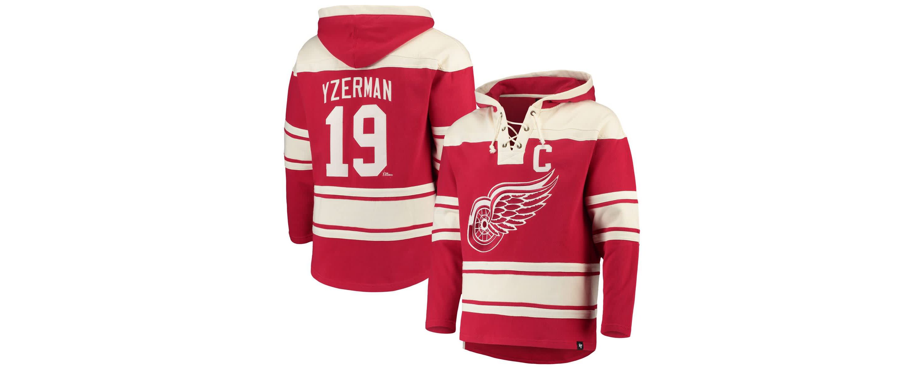 NHL Steve Yzerman Detroit Wings Player Lacer Pullover Hoodie
