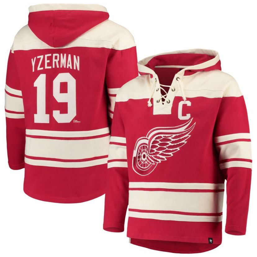 NHL Steve Yzerman Detroit Wings Player Lacer Pullover Hoodie