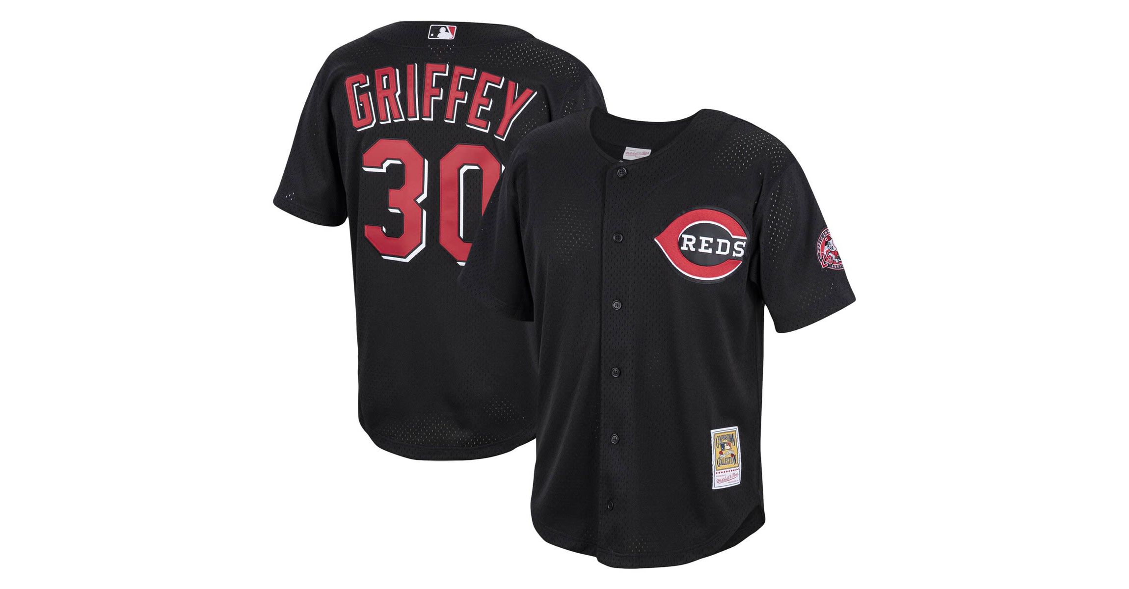 MLB Ken Griffey Jr. Cincinnati Reds Cooperstown Collection Mesh Batting Practice Button-Up Jersey