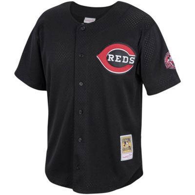 MLB Barry Larkin Cincinnati Reds Cooperstown Collection Mesh Batting Practice Button-Up Jersey