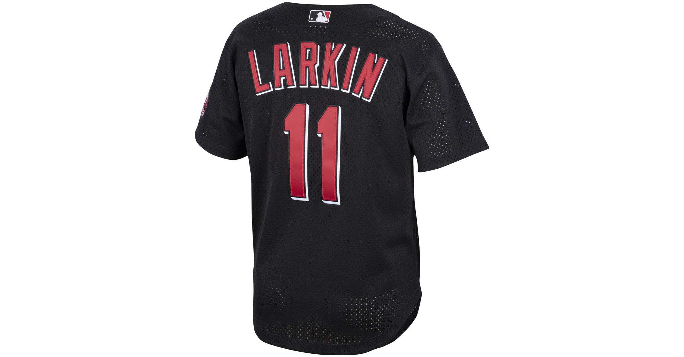 MLB Barry Larkin Cincinnati Reds Cooperstown Collection Mesh Batting Practice Button-Up Jersey