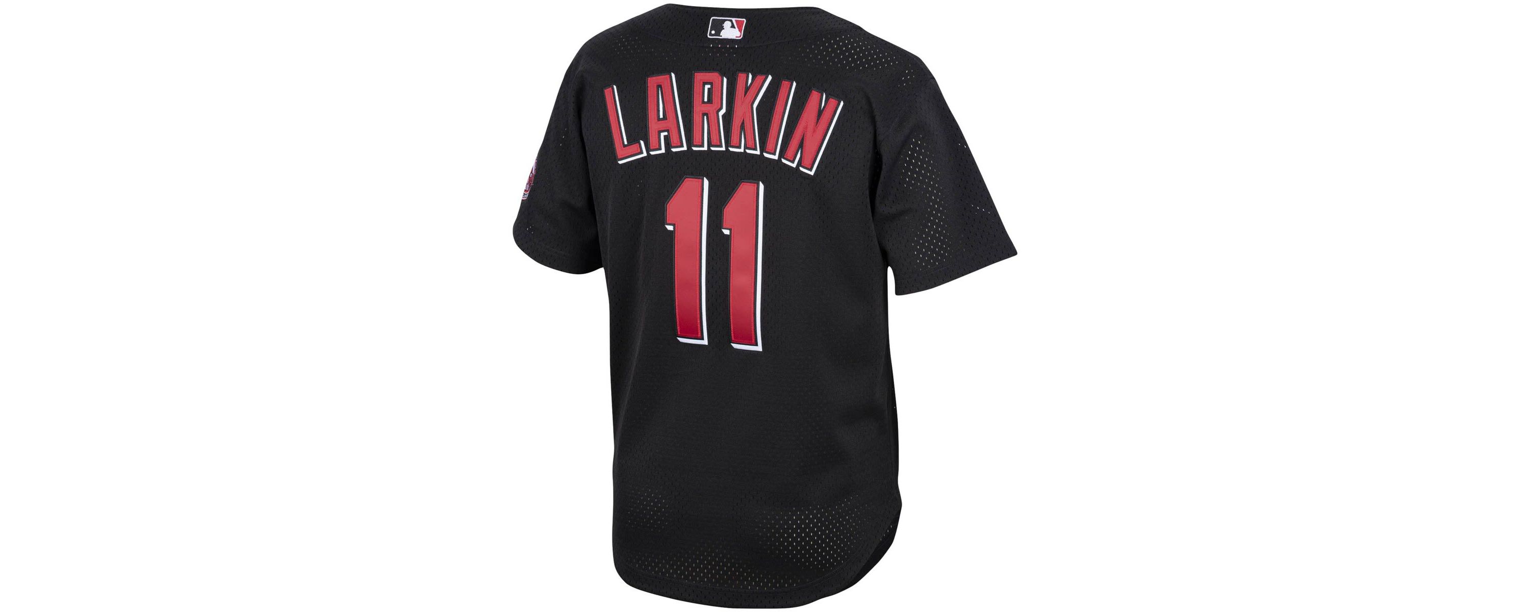 MLB Barry Larkin Cincinnati Reds Cooperstown Collection Mesh Batting Practice Button-Up Jersey