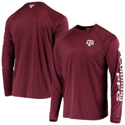 Columbia Men's NCAA Texas A&M Aggies Terminal Tackle Omni-Shade Raglan Long Sleeve T-Shirt, Large -  0193553492269