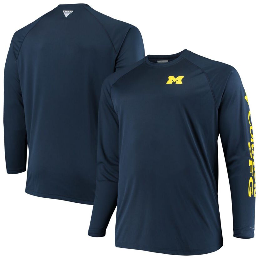 NCAA Michigan Wolverines Big & Tall Terminal Tackle Long Sleeve Omni-Shade T-Shirt