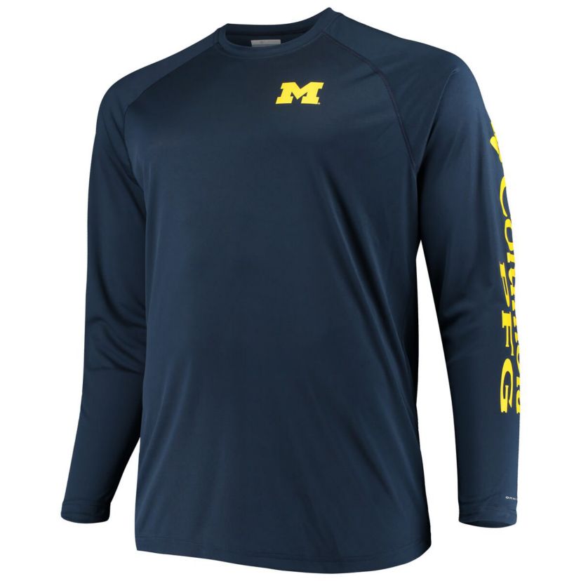 NCAA Michigan Wolverines Big & Tall Terminal Tackle Long Sleeve Omni-Shade T-Shirt