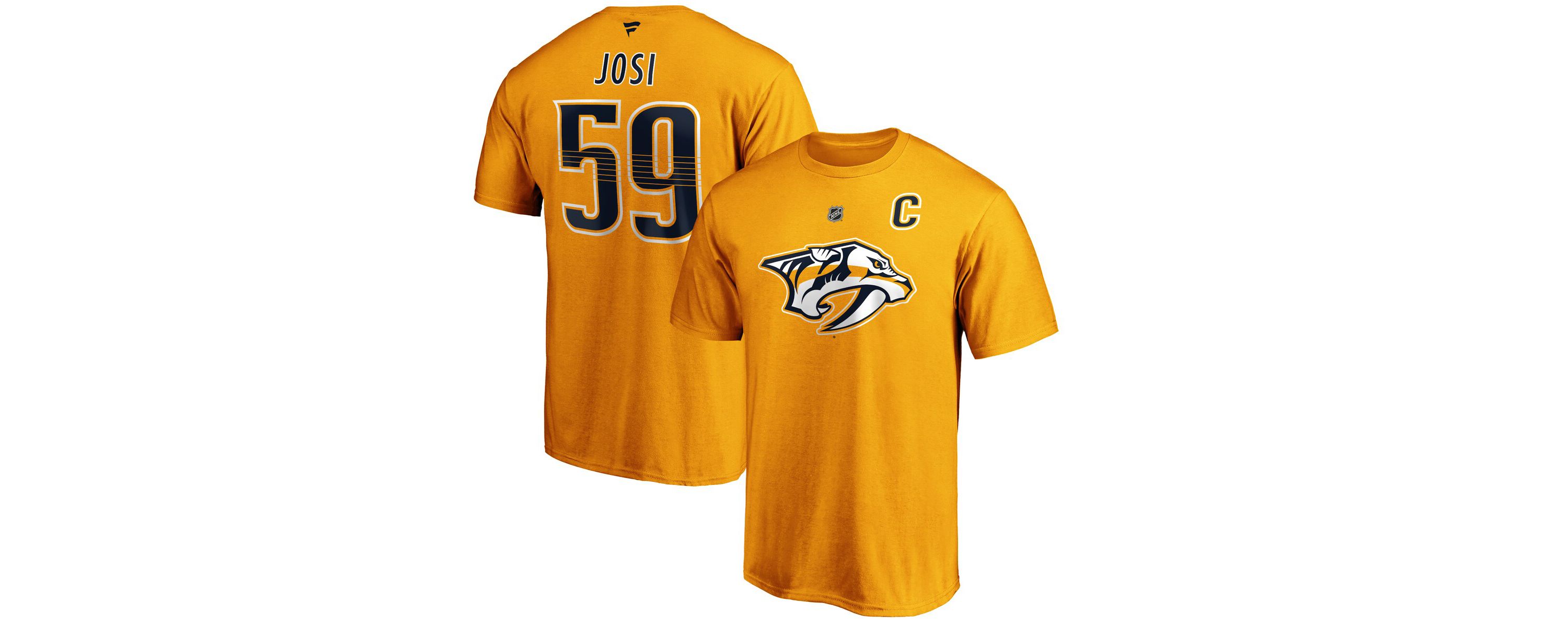 NHL Fanatics Roman Josi Nashville Predators Authentic Stack Player Name & Number T-Shirt