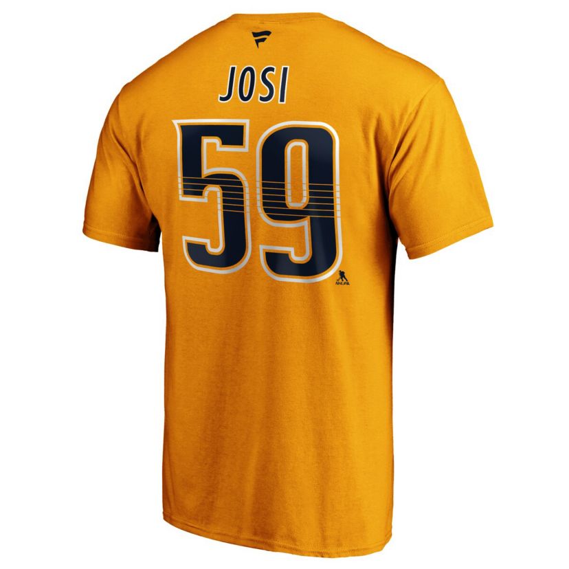 NHL Fanatics Roman Josi Nashville Predators Authentic Stack Player Name & Number T-Shirt