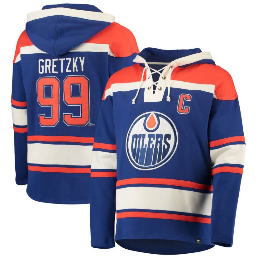 NHL Wayne Gretzky Edmonton Oilers Retired Player Name & Number Lacer Pullover Hoodie
