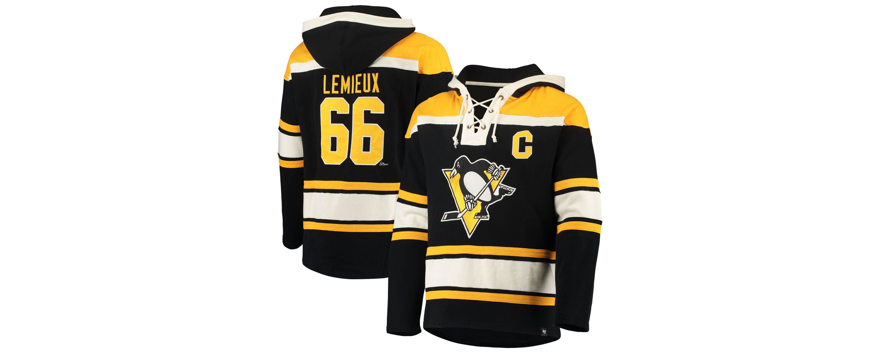 NHL Mario Lemieux Pittsburgh Penguins Retired Player Name & Number Lacer Pullover Hoodie