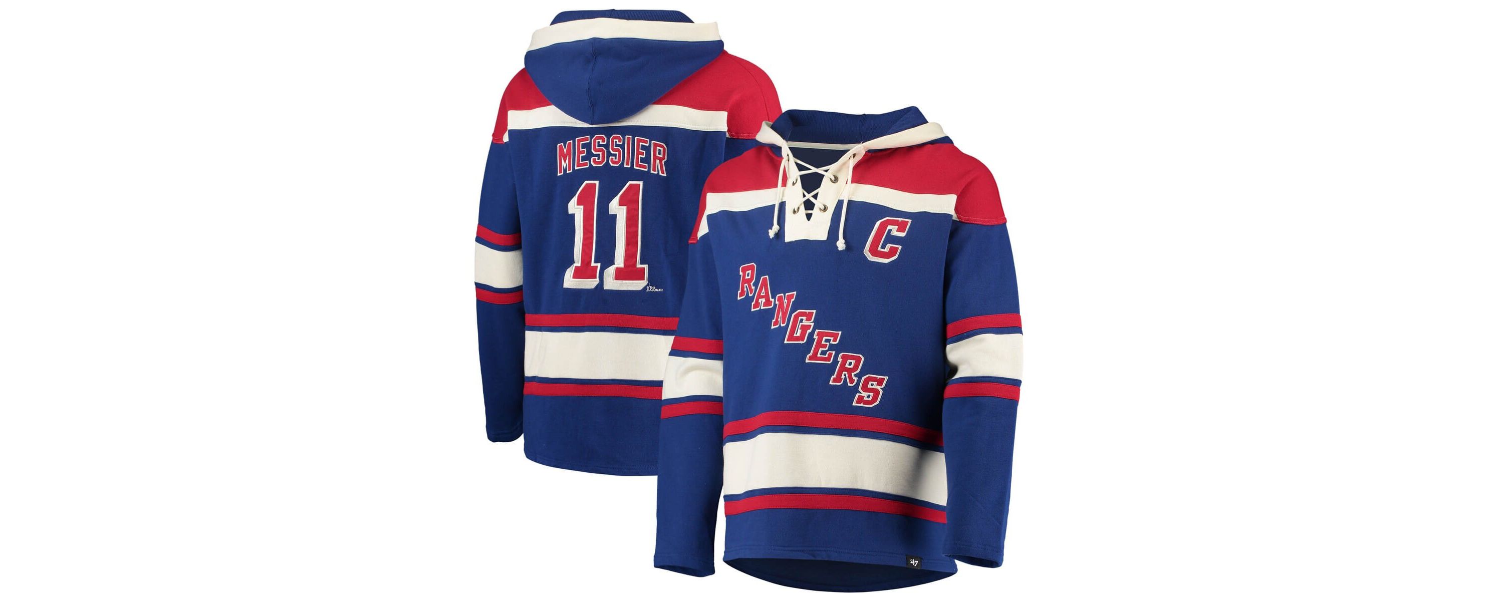 NHL Mark Messier New York Rangers Retired Player Name & Number Lacer Pullover Hoodie